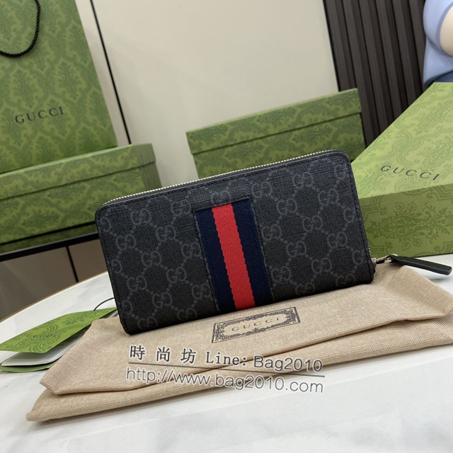 Gucci專櫃古馳最新款飾GG細節拉鏈錢包男士長夾錢包 jh2251型號：408831